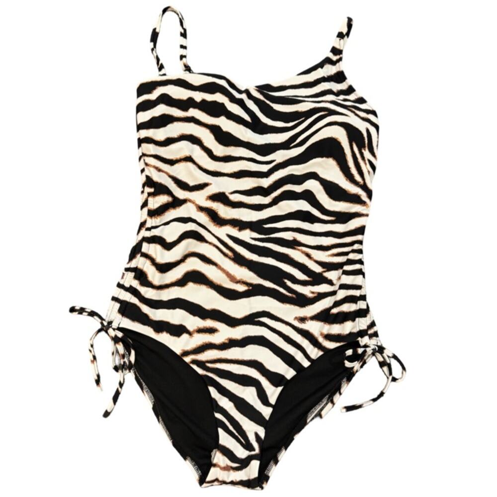 Bar III Zebra-Print One-Piece Swimsuit - Wild Child M - Picture 4 of 6